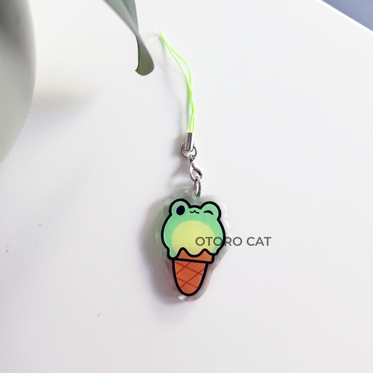 Ice Cream Frog Phone Charm - Hop into Sweet Style with Adorable Frosted Fun