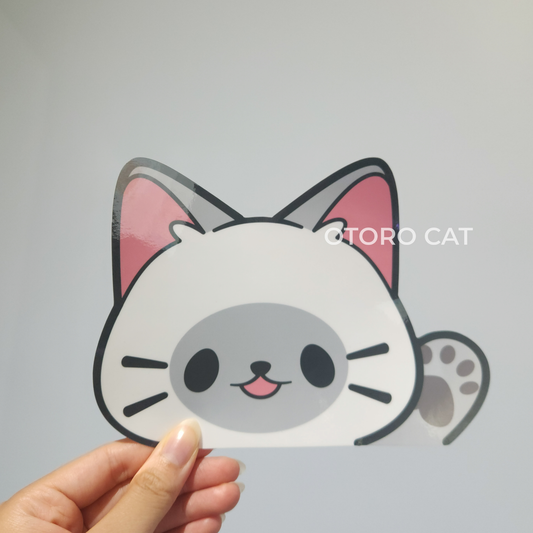 Adorable Siberian/Ragdoll Cat Peeker Sticker - Perfect for E-readers and Cat Lovers!