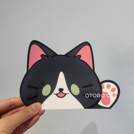 Tuxedo Cat Peeker Sticker: Adorable, Waterproof, and UV-Proof - Perfect for E-Readers and Cars!