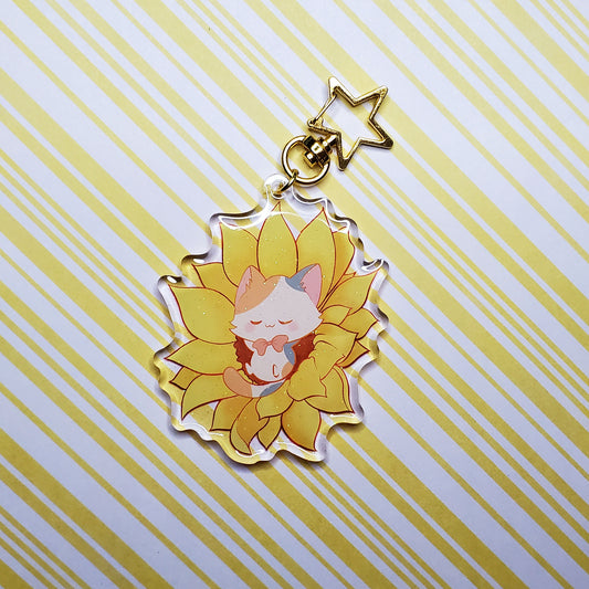 Calico Sunflower Keychain