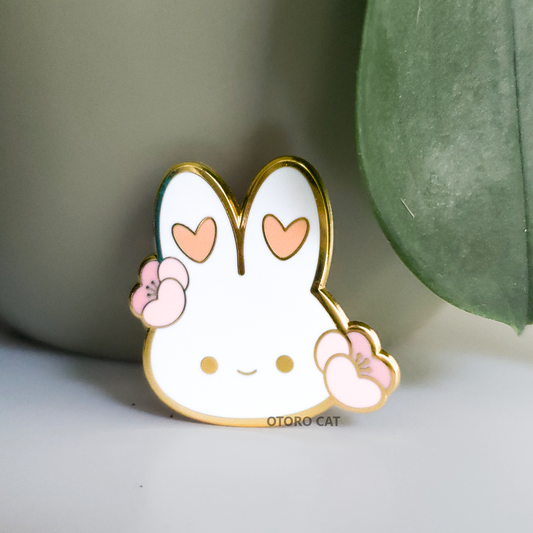 Floral Bunny Enamel Pin
