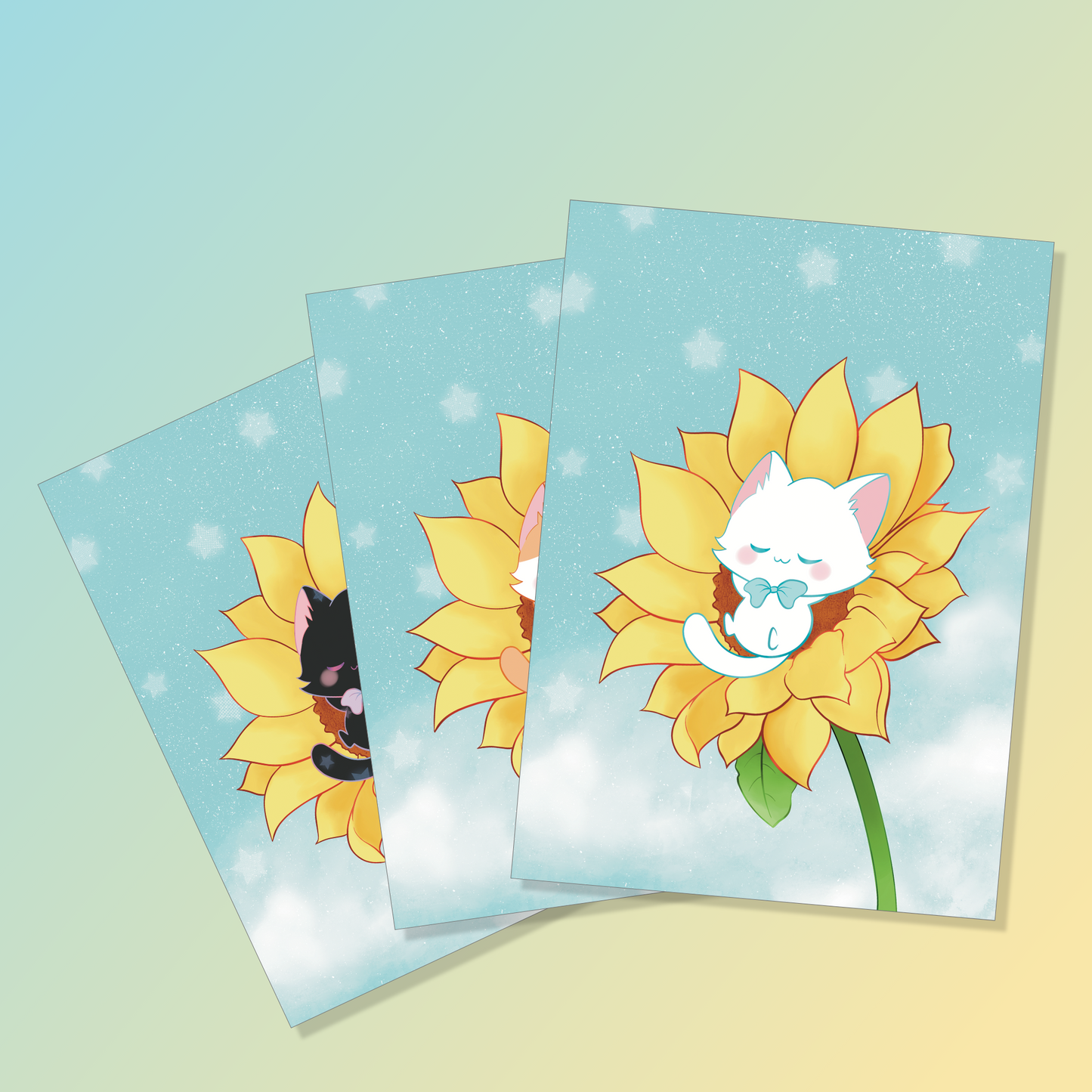 Sunflower Sleeping Cat Print