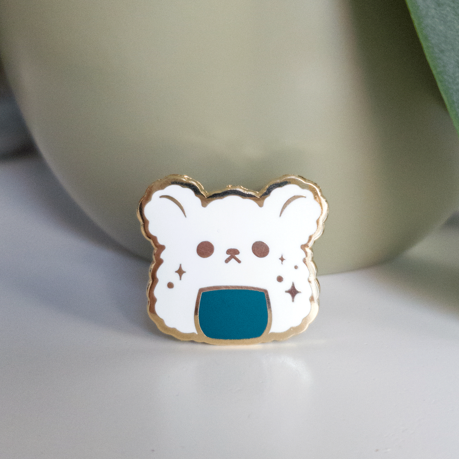 Bear Onigiri Gold Hard Enamel Pin, Cute Pin, Kawaii Pin, Lapel Pin, Adorable Bear, Cute Bear, Adorable Animal Pin