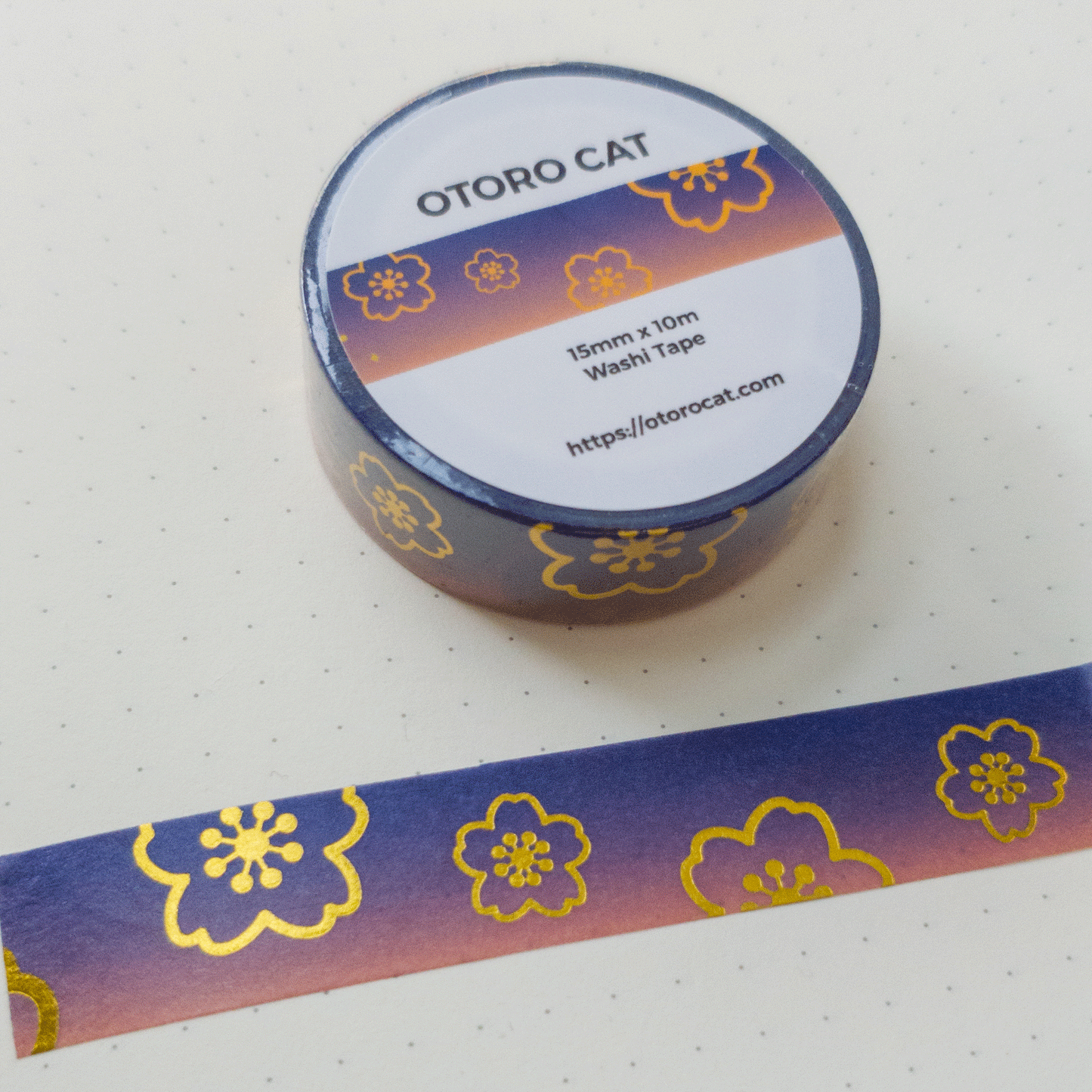 Gold Foil Cherry Blossom Washi Tape