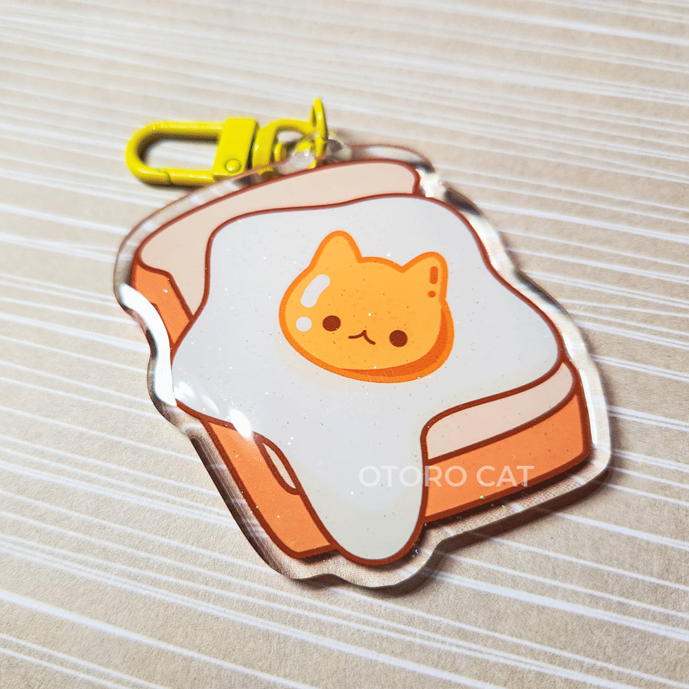 Cat Egg Toast Keychain
