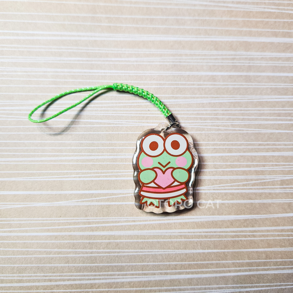 Green Frog Heart Phone Charm