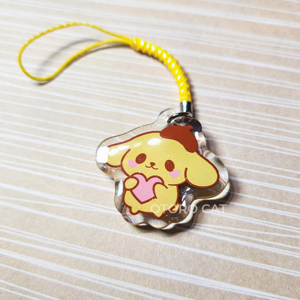 Golden Retriever Pudding Heart Phone Charm