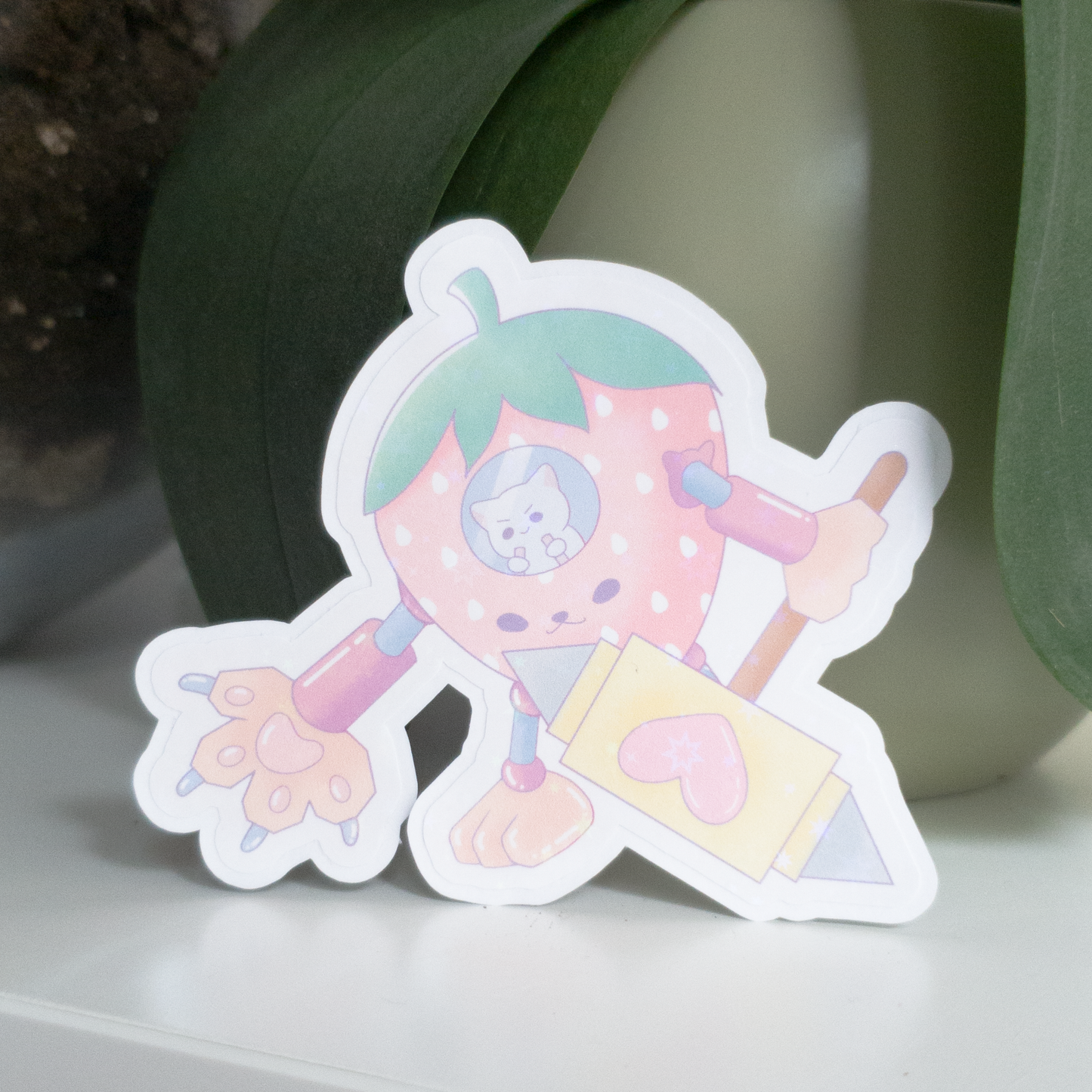 Strawberry Cat Mecha Sticker
