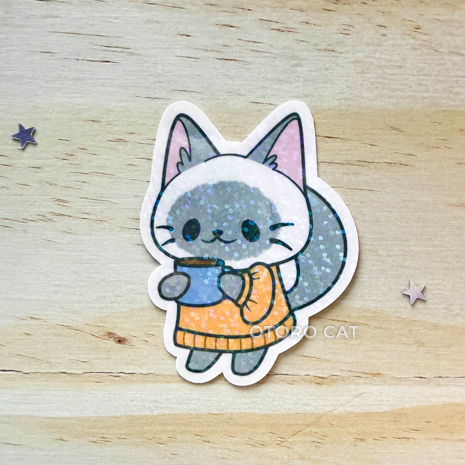 siberian cat cute cat waterproof sticker autumn cozy vibes cozy aesthetic 