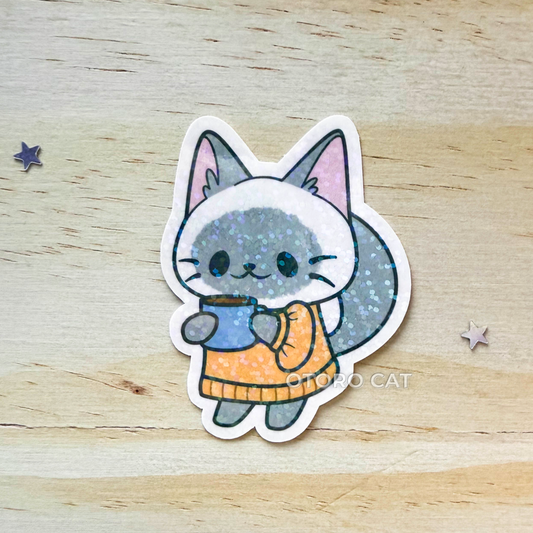 siberian cat cute cat waterproof sticker autumn cozy vibes cozy aesthetic 