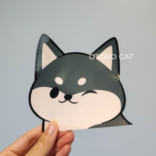 Adorable Black Shiba Dog Peeker Sticker - Perfect for E-Readers and Cars!