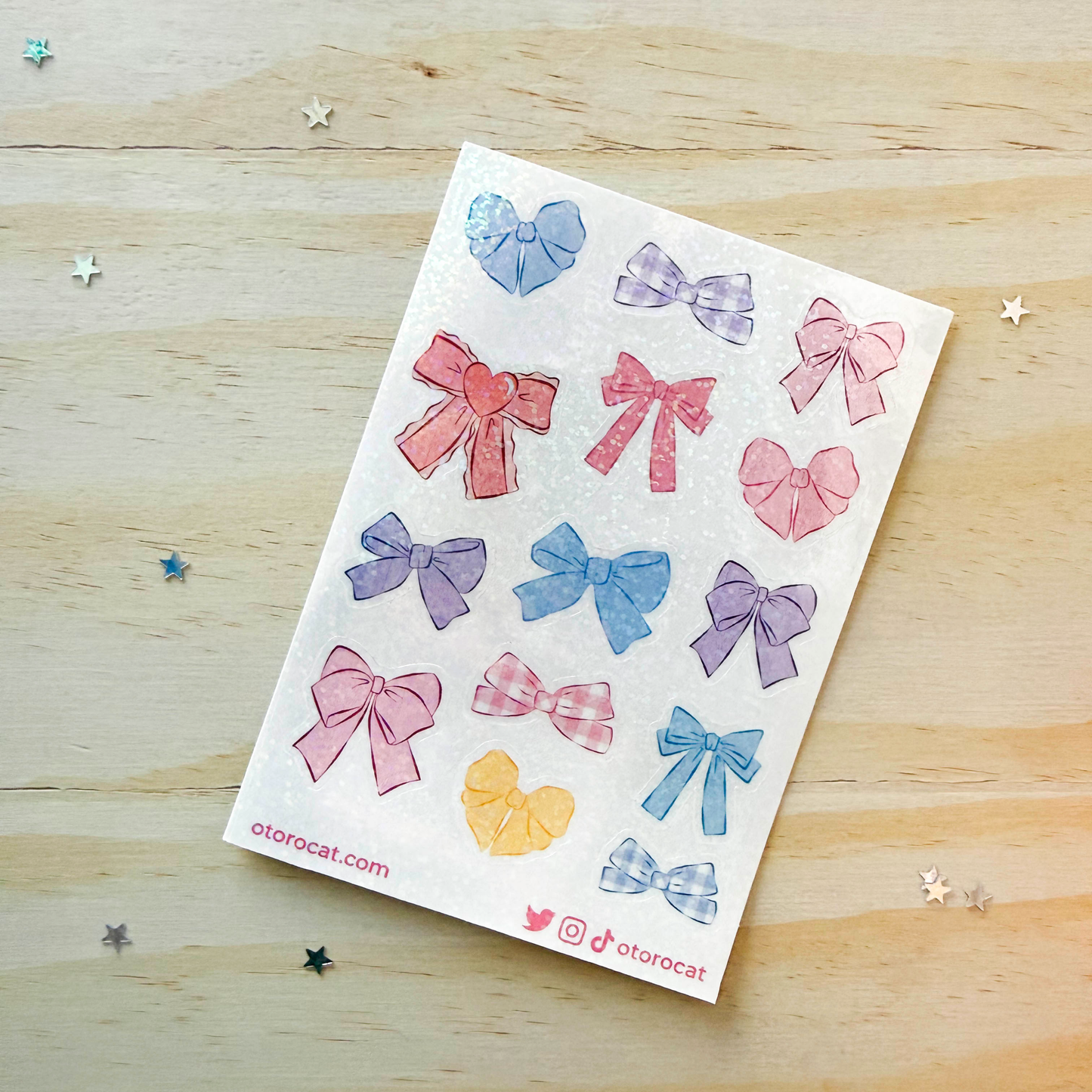 Cute Bow Sticker Sheet – Kawaii Ribbon Stickers for Journaling, Scrapbooking, Photo Decorating, Planners & Crafts