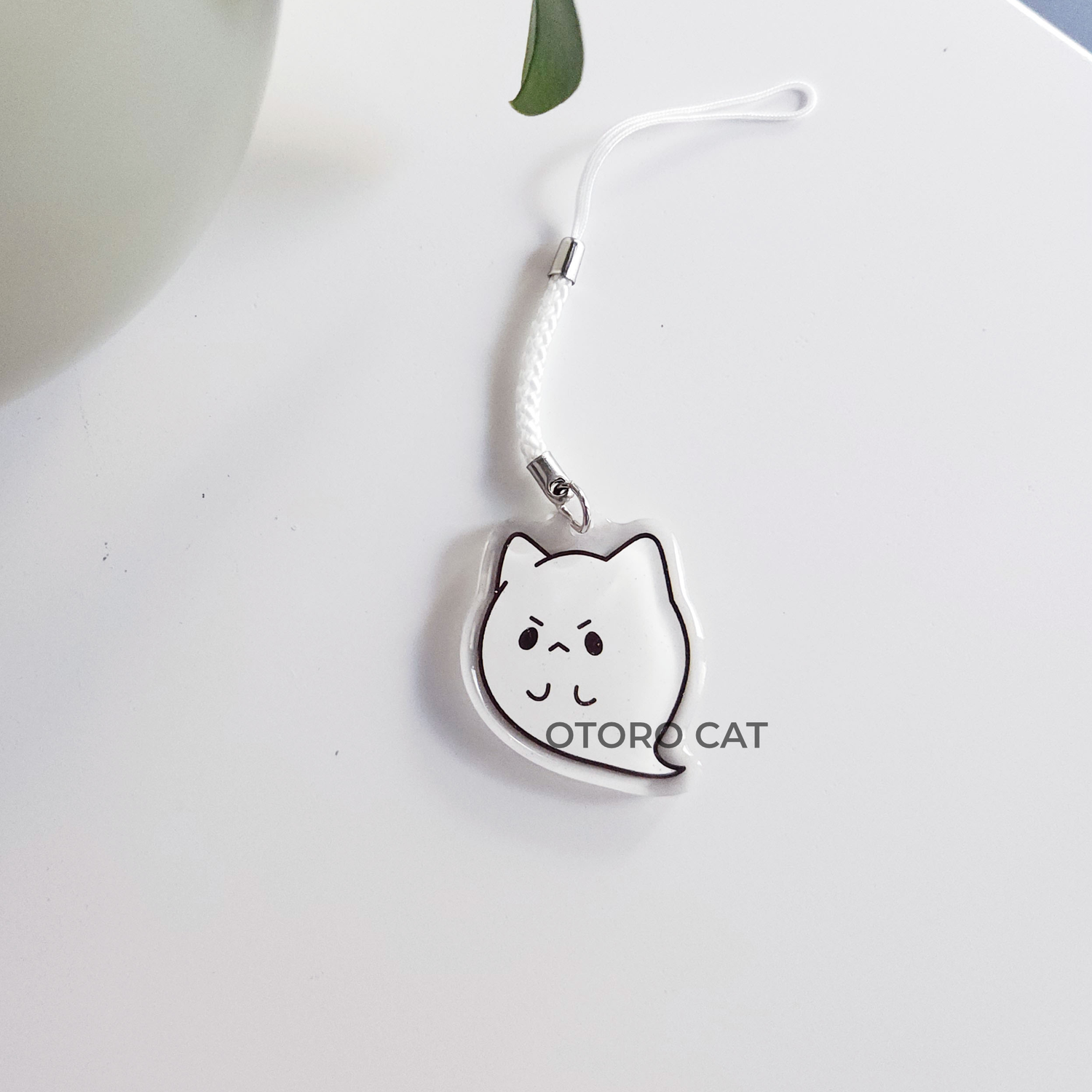 halloween charm, spooky cat ghost, phone charm, mobile accessory