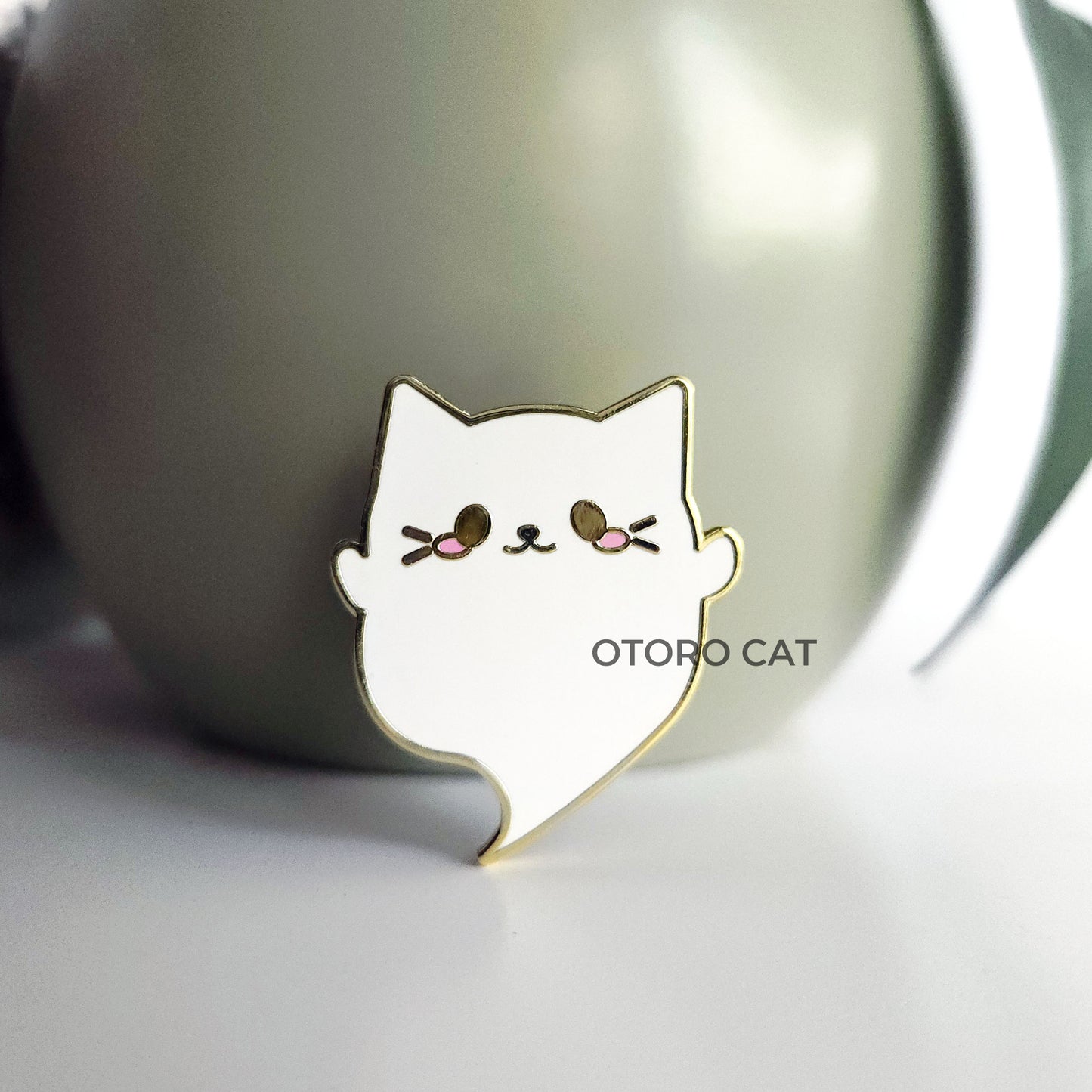 Whimsical Cat Ghost Cottage Core Enamel Pin - Charming Accessory