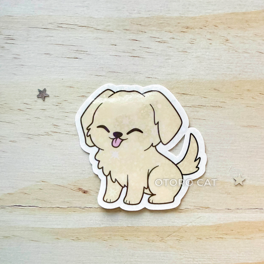 Holographic Star Golden Retriever Sticker – Cute Shiny Dog Aesthetic Vinyl Sticker | Kawaii Pet Sticker for Journaling, Scrapbooking & Planner Decor