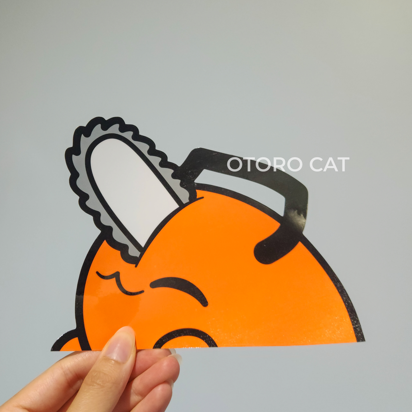 Vibrant Orange Chain Dog Peeker Sticker: Perfect for E-Readers and Cars!