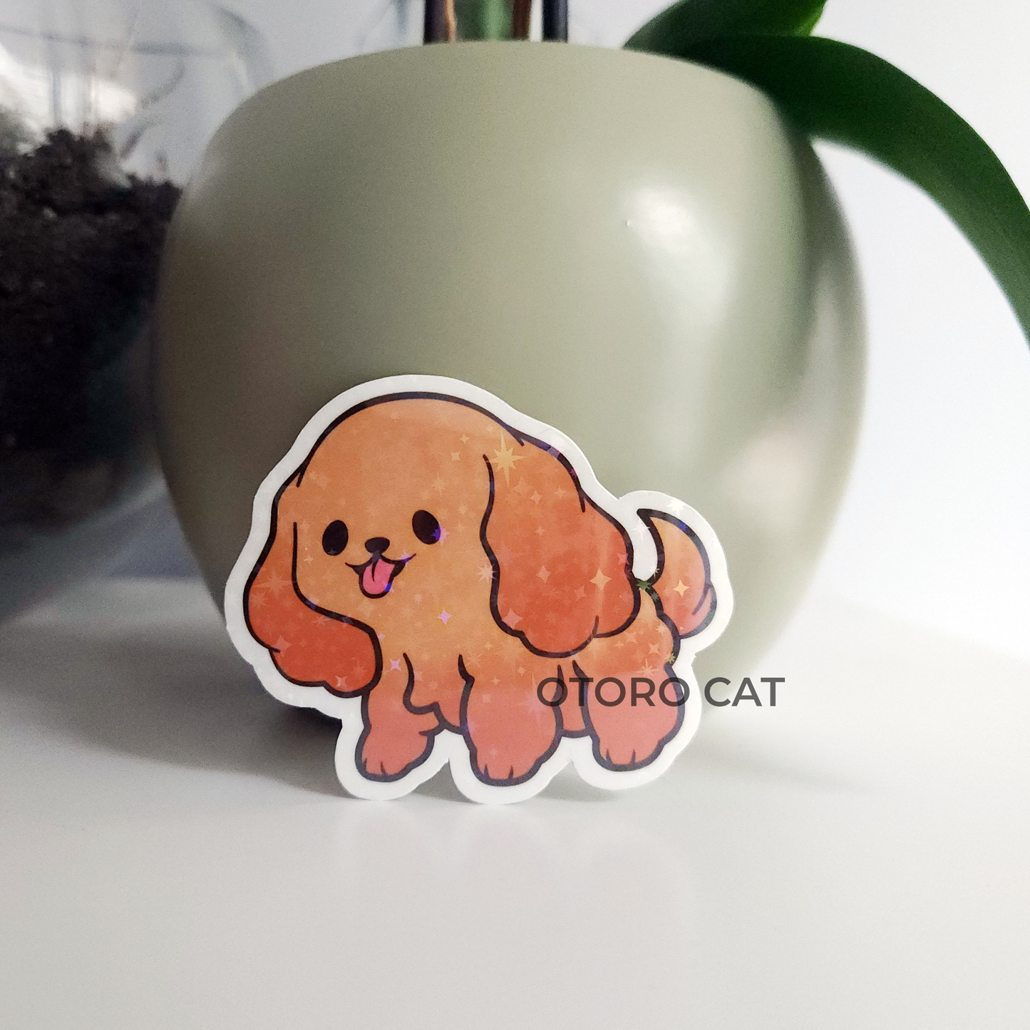 Holographic Star Red Cockerspaniel Sticker: Sparkle and Style with Canine Elegance!