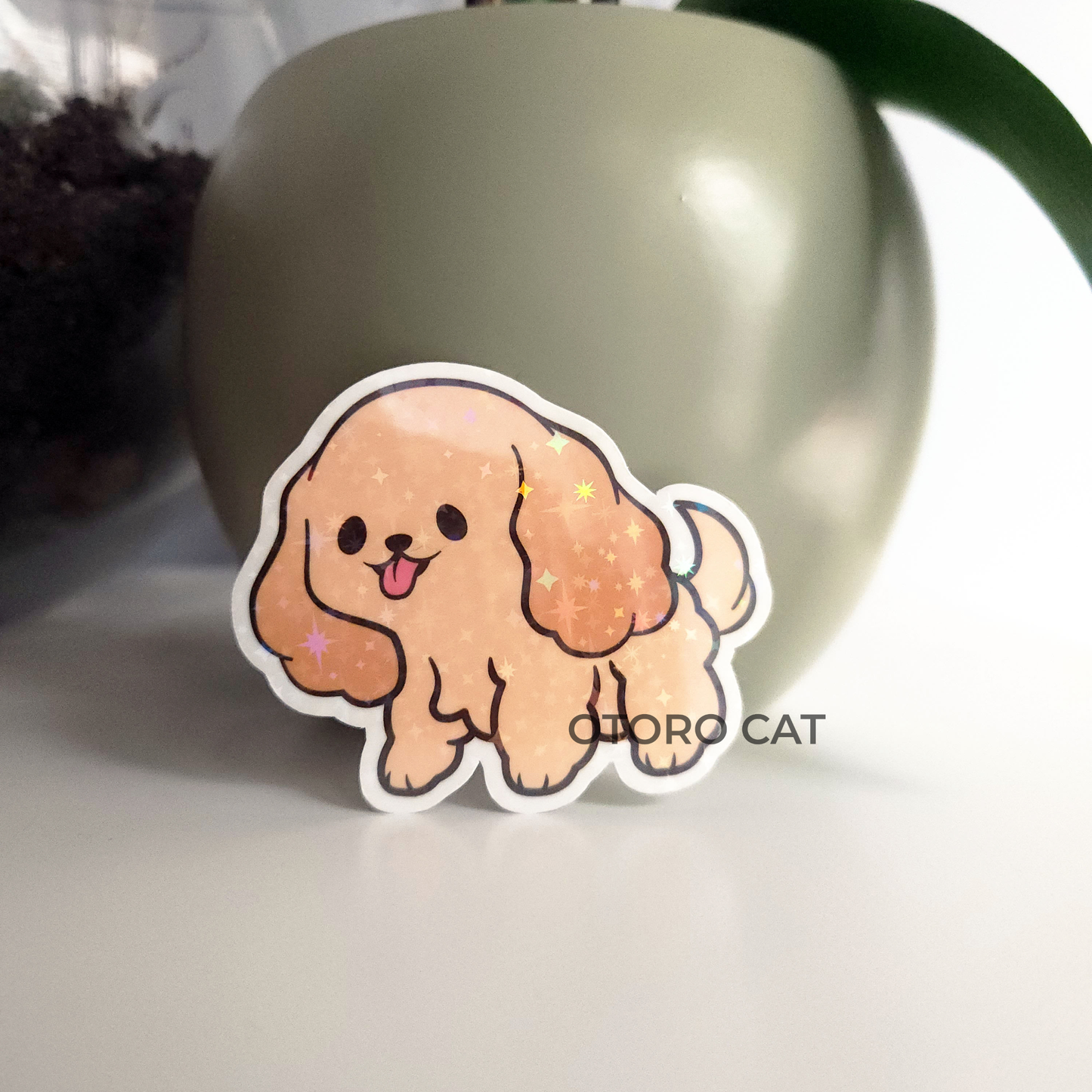 Holographic Star Tan Cockerspaniel Sticker: Sparkling Canine Elegance for Stylish Statements!