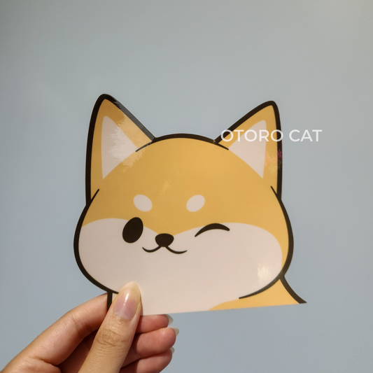 Adorable Tan Shiba Dog Peeker Sticker - Perfect for E-Readers and Cars!