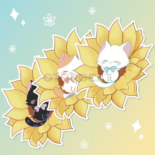 Sunflower Sleeping Cat Stickers
