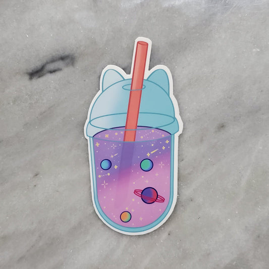 Galaxy Bubble Tea Boba Tea Aesthetic Kawaii Cute Sticker Hydroflask waterbottle laptop waterproof Stickers