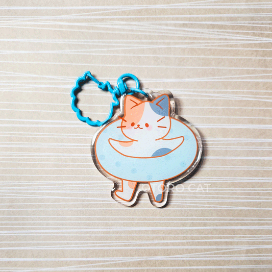 Calico Cat Summer Fun Keychain