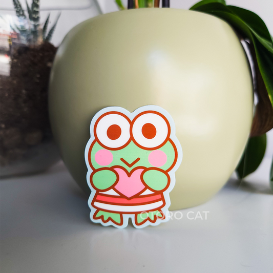 Green Frog Heart Sticker